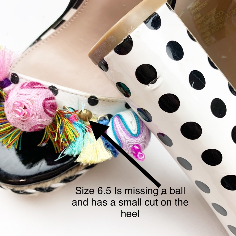 Betsey Johnson polka dot tassel pom pom heel - Picture 6 of 8